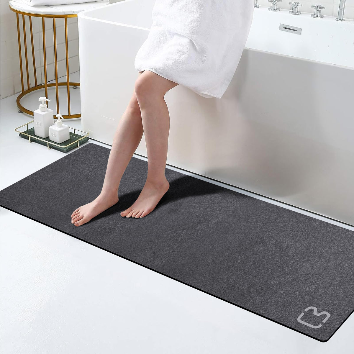 Diatomaceous Earth Bath Mat Stone Bath Mats for Bathroom,15.7"x23.6",Grey