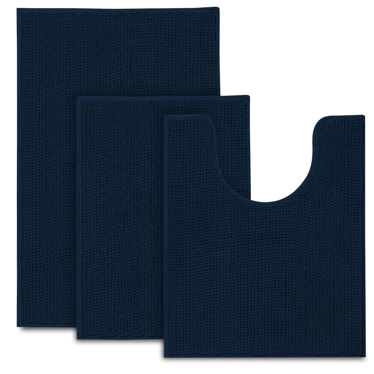 Urvoix Bathroom Rugs Sets 3 Piece, Non-Slip Chenille Bath Rug Set