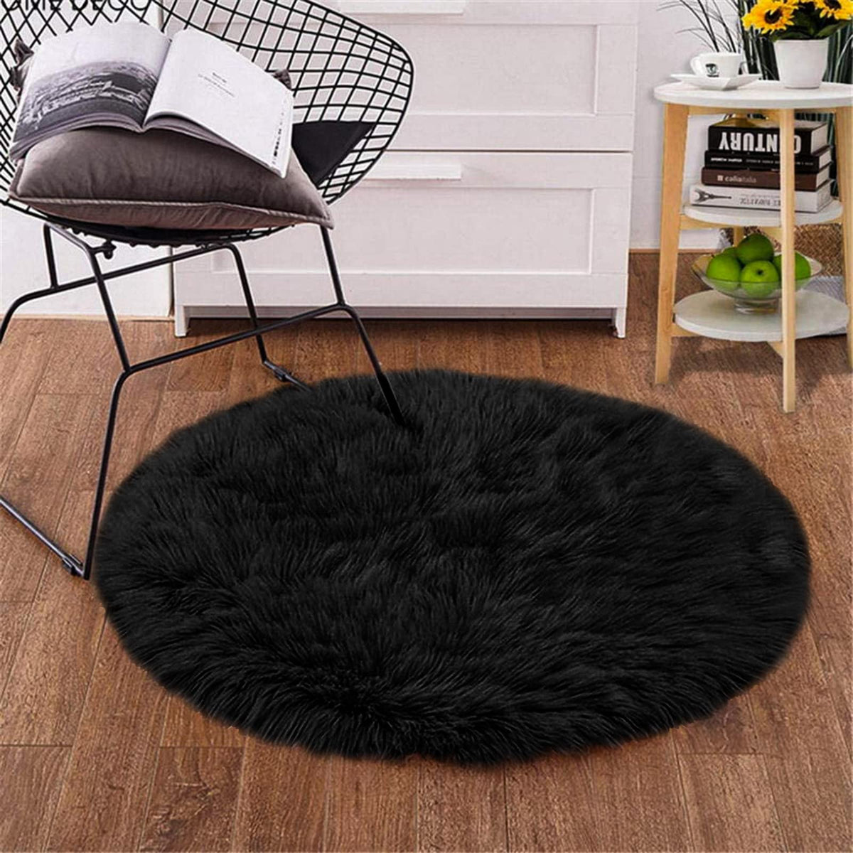 Goolela White Fluffy Faux Fur Rug for Bedroom Faux Sheepskin Rug 2x3 White Fuzzy Furry Bedside Carpet Dining Room Playroom Dorm Small Washable Rectangle