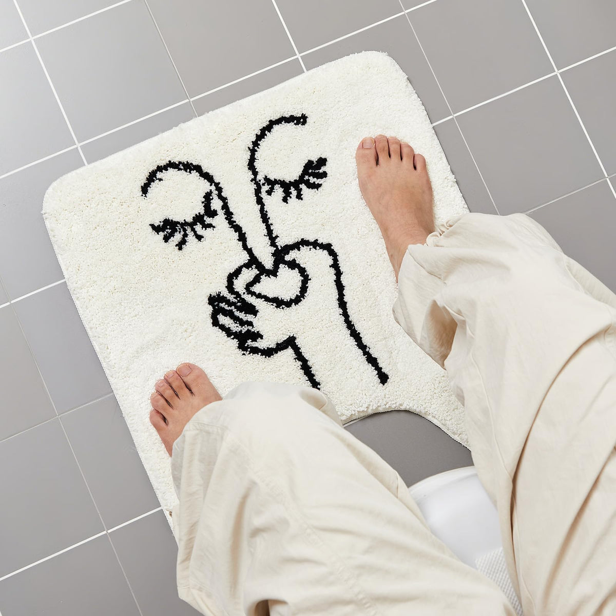 Drydiet U Shaped Toilet Rug Washable Cute Bath Mat 24x20,Black Cat
