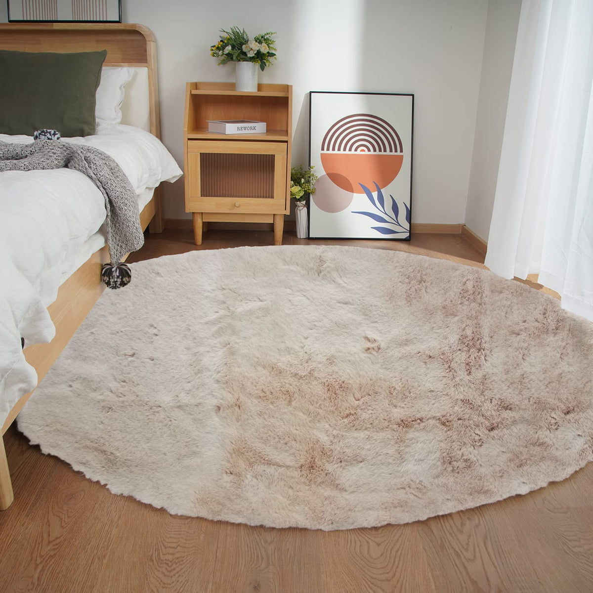 Ghouse Soft Faux Sheepskin Fur Rug 2x4 Black Fluffy Bedside Rugs Plush Rug Shag Nursery Carpet Area Rugs for Living Room Bedroom Playing Room Decor