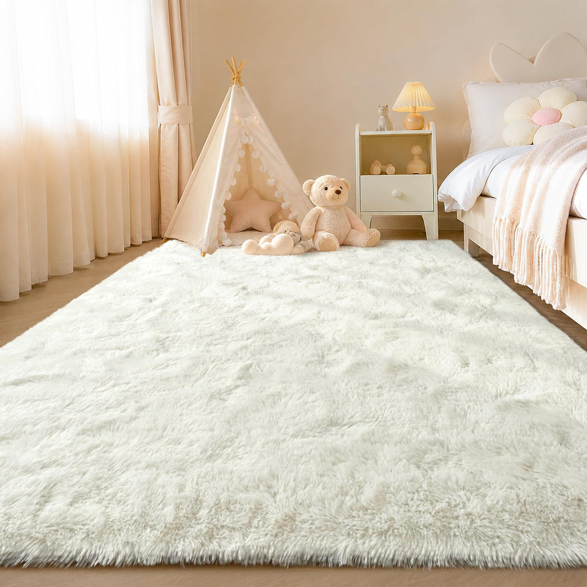 Zentavio 2x6 Runner Rugs for Hallway Shag Soft Bedroom Bedside Rugs Non Slip Fluffy Carpet for Kids Girls Boys Home Decor Aesthetic Dorm Nursery Tie-Dyed Black Grey