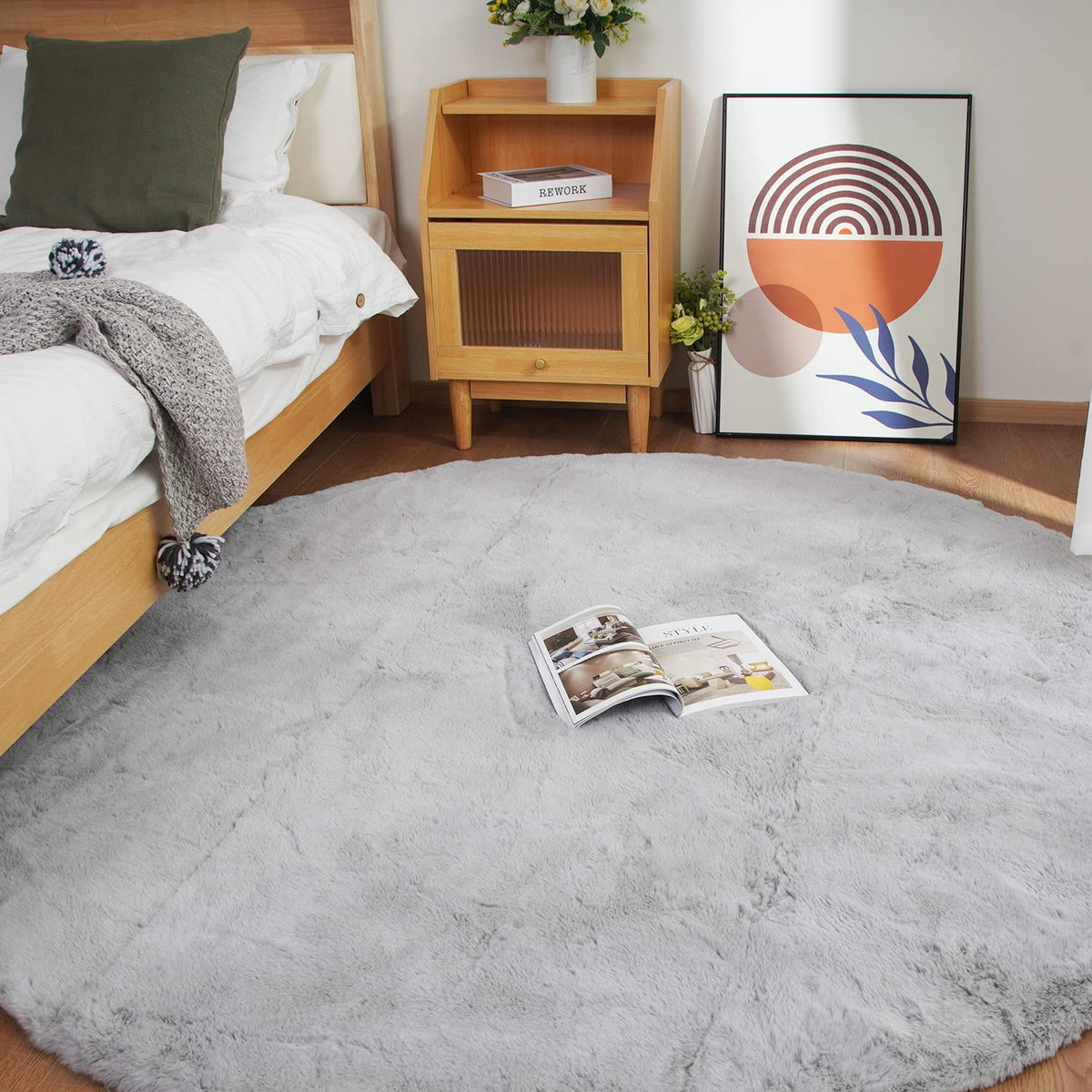 Ghouse Soft Faux Sheepskin Fur Rug 2x4 Black Fluffy Bedside Rugs Plush Rug Shag Nursery Carpet Area Rugs for Living Room Bedroom Playing Room Decor