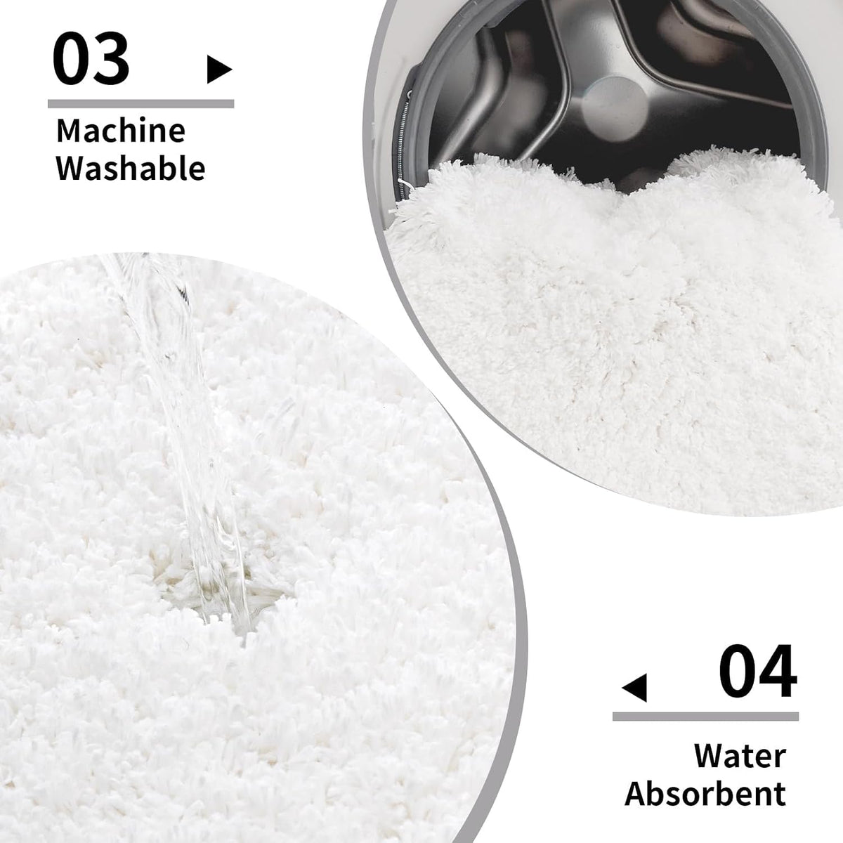 Disolla White Bathroom Rugs 17x24, Microfiber Non-Slip Plush Small Bath Mat