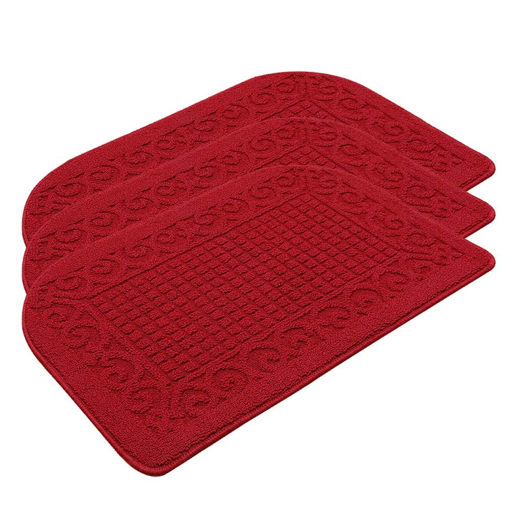 COSY HOMEER 27x18 Half Round Kitchen Rug,Non Slip Washable Mat,Burgundy 1PC