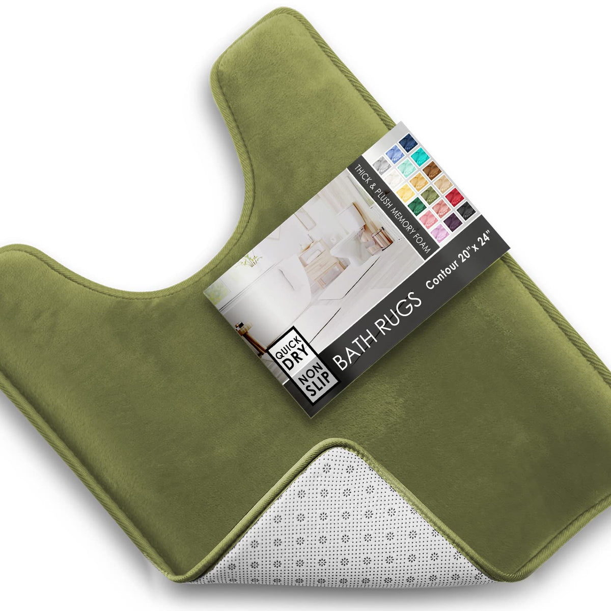Clara Clark 3 Piece Bathroom Rugs Bath Mat Set, Velvet Memory Foam Bath Mats for Bathroom - Non-Slip, PVC Backing Bath Rugs, Washable - Dries Quickly, Grey