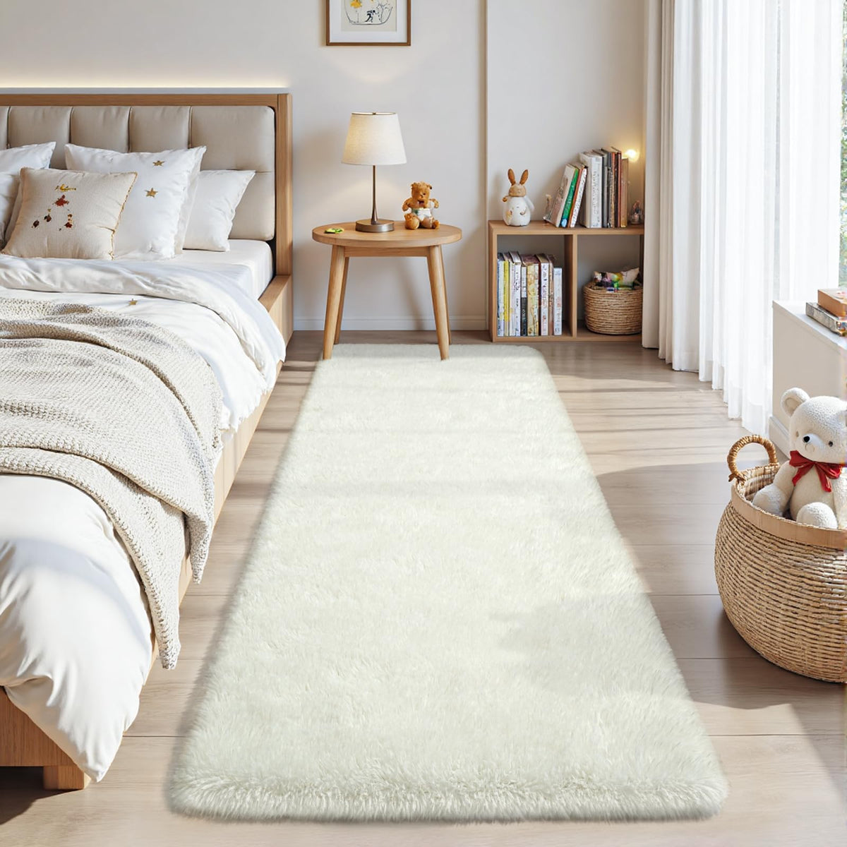 Zentavio 2x6 Runner Rugs for Hallway Shag Soft Bedroom Bedside Rugs Non Slip Fluffy Carpet for Kids Girls Boys Home Decor Aesthetic Dorm Nursery Tie-Dyed Black Grey