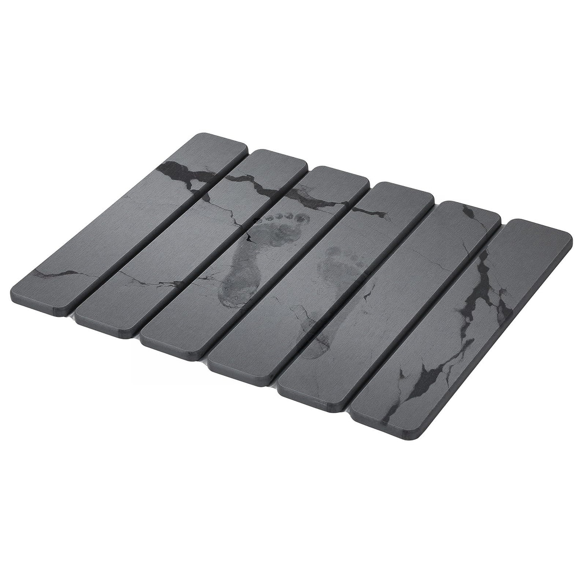 Foldable Stone Bath Mat, Non Slip Large Diatomaceous Shower Mat, Super Absorbent Quick Drying Stone Mat for Bathroom Kitchen Floor Counter Sink ,Easy to Clean & Store (Dark Gray 24"×16")