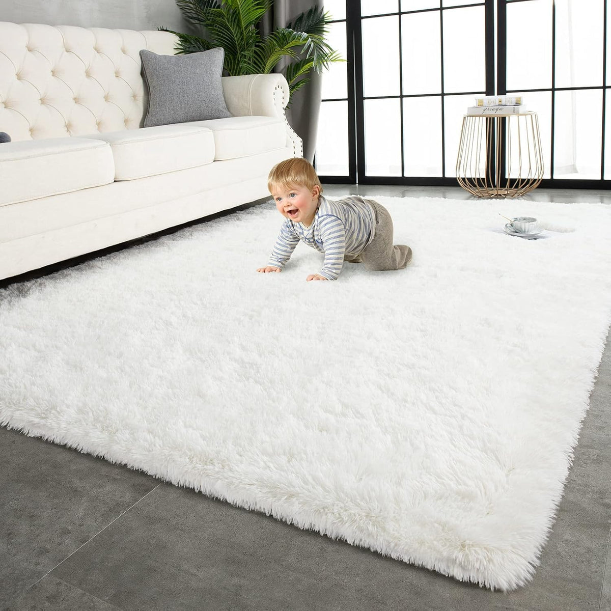 TWINNIS Super Soft Shaggy Runner Rugs Fluffy Carpets, 2x6 Feet, Indoor Modern Plush Area Rugs for Hallway Living Room Bedroom Kitchen Entryway, Upgrade Anti-Skid Rectangular Fuzzy Rug, Black