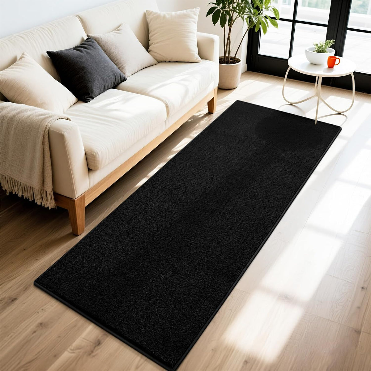 Vasofe Black Hallway Runner Rug, 2x6 Non Slip Runners, Washable Bedroom Rug