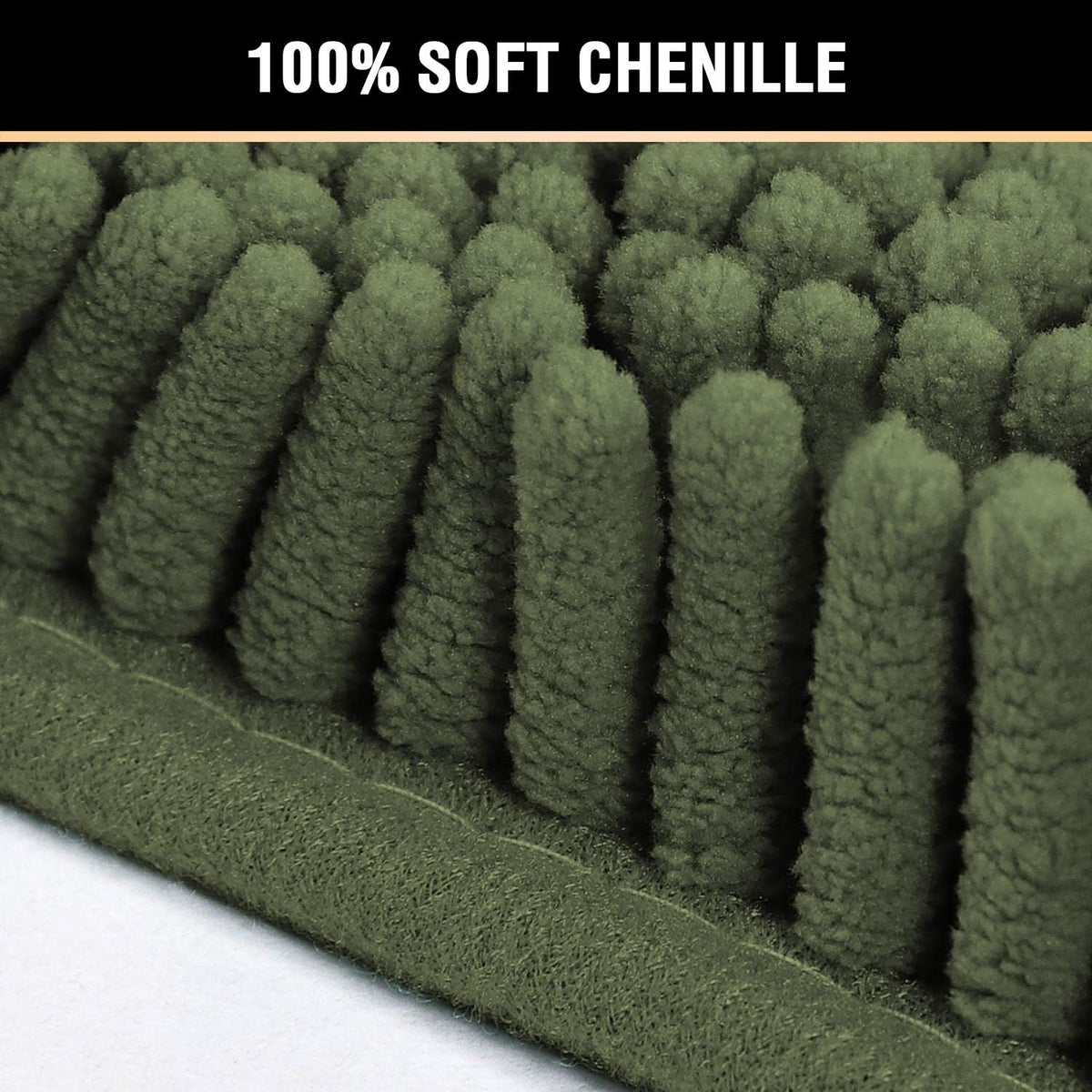H.VERSAILTEX Bathroom Rugs Luxury Chenille Mat Set, Soft Plush Shower Rug + Toilet Mat, Microfiber Shaggy Carpet, Super Absorbent, Machine Washable (Curved Set, 32" x 20"/20" x 20", Loden)