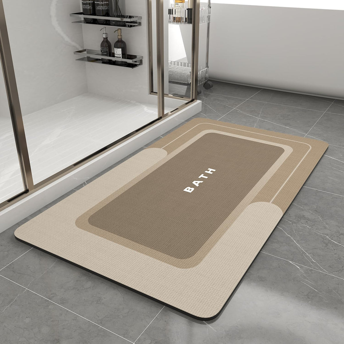 MontVoo-Bath Mat-Bathroom Mat Rug Non Slip Super Absorbent Stain Resistant Quick Dry Thin Bath Rug-Bath Mats for Bathroom Floor Bathtub Vanity-Bathmat Bath Rug Easy Care-17"x27" Grey