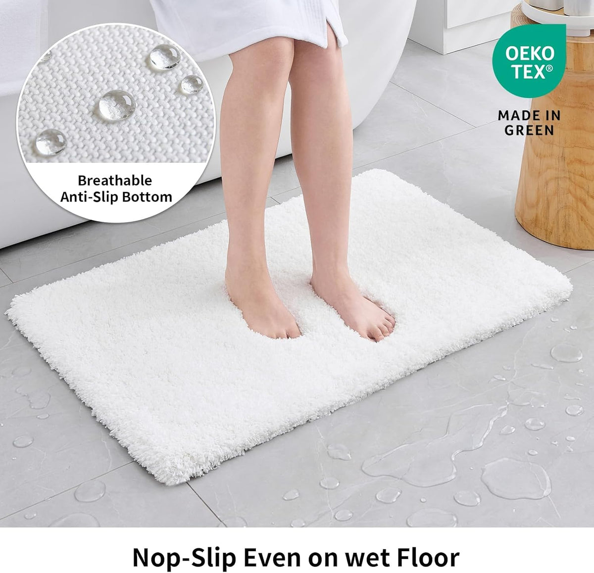 Disolla White Bathroom Rugs 17x24, Microfiber Non-Slip Plush Small Bath Mat