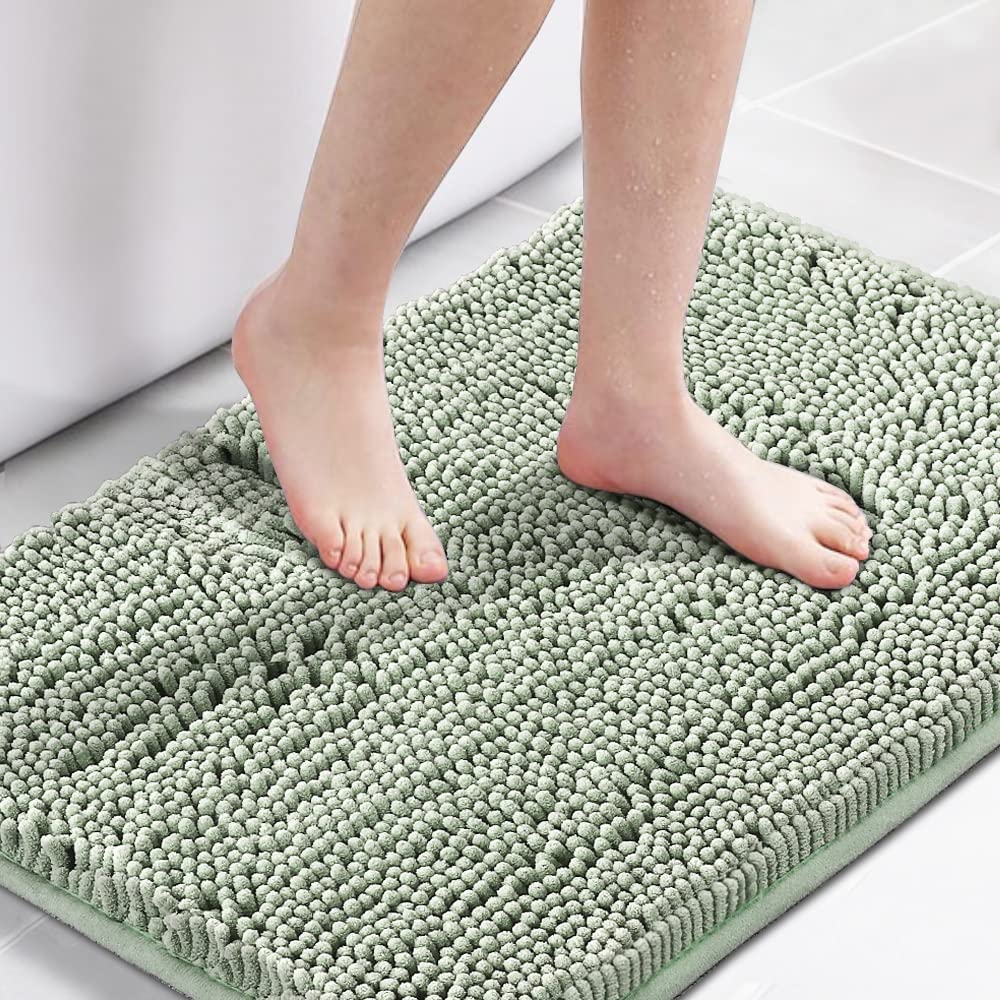 H.VERSAILTEX Navy Blue Bath Rug, Bath Mat Non Slip Bath Mats for Bathroom Floor, Bathroom Rug Extra Thick Chenille Rug 17" x 24" Absorbent Soft Shaggy Washable Dry Fast Plush Rugs for Bathtubs