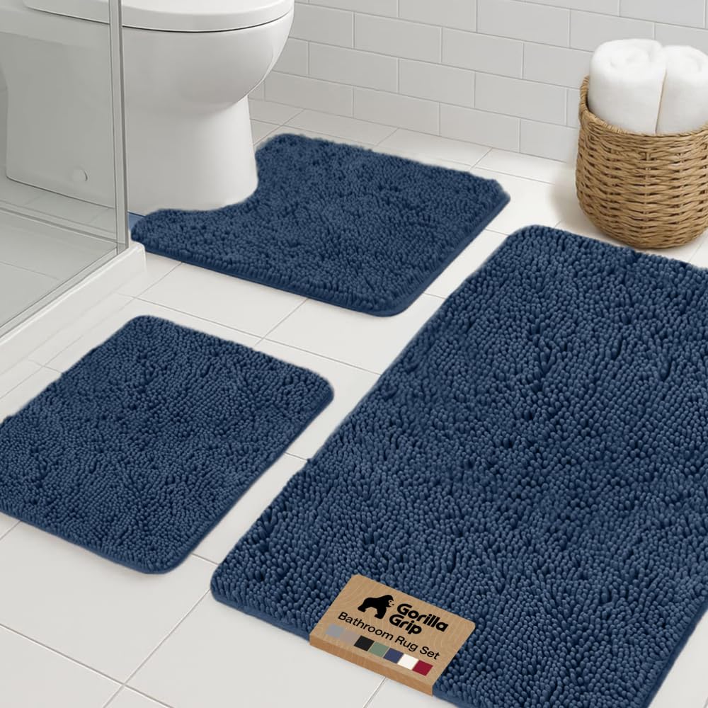 GORILLA GRIP Bathroom Area Rug Sets 2 Piece, Soft Chenille, 30x20 Grey