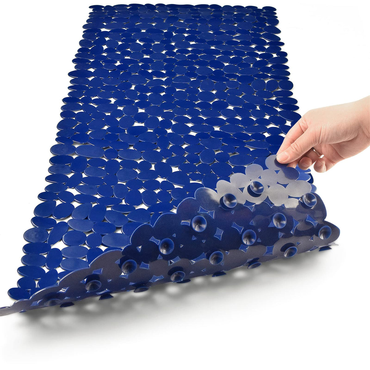 Pebble Bathtub Mat Non Slip 35" X 16" with Suction Cups,Black