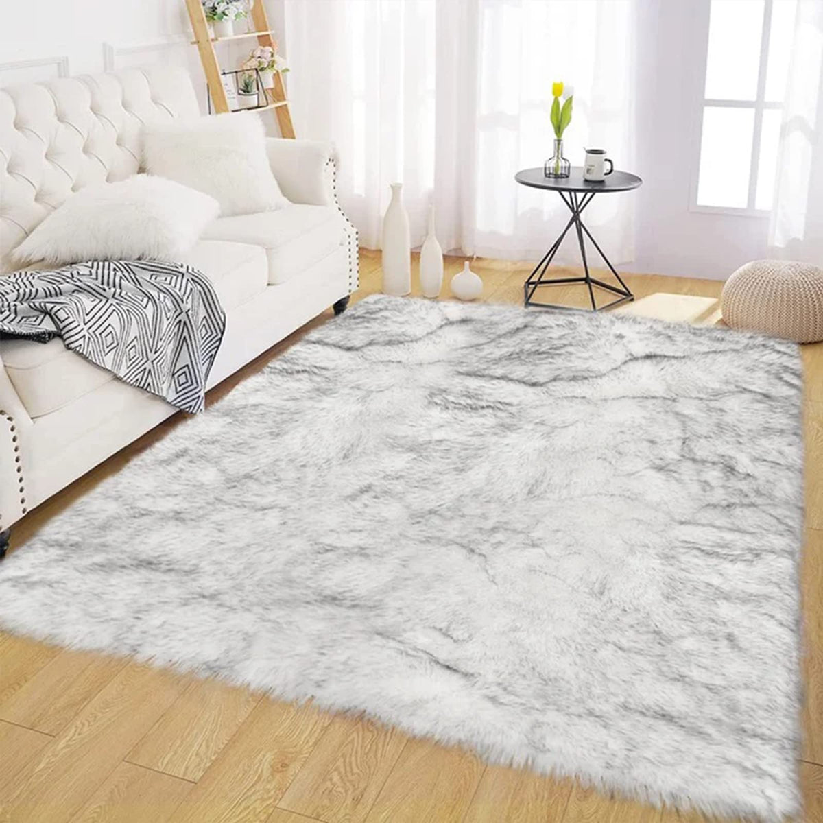Latepis White Sheepskin Rug 2x3 Faux Fur Sheepskin Rug for Living Room Fluffy Washable Rugs for Bedroom Luxury Room Decor Furry Rugs Rectangle