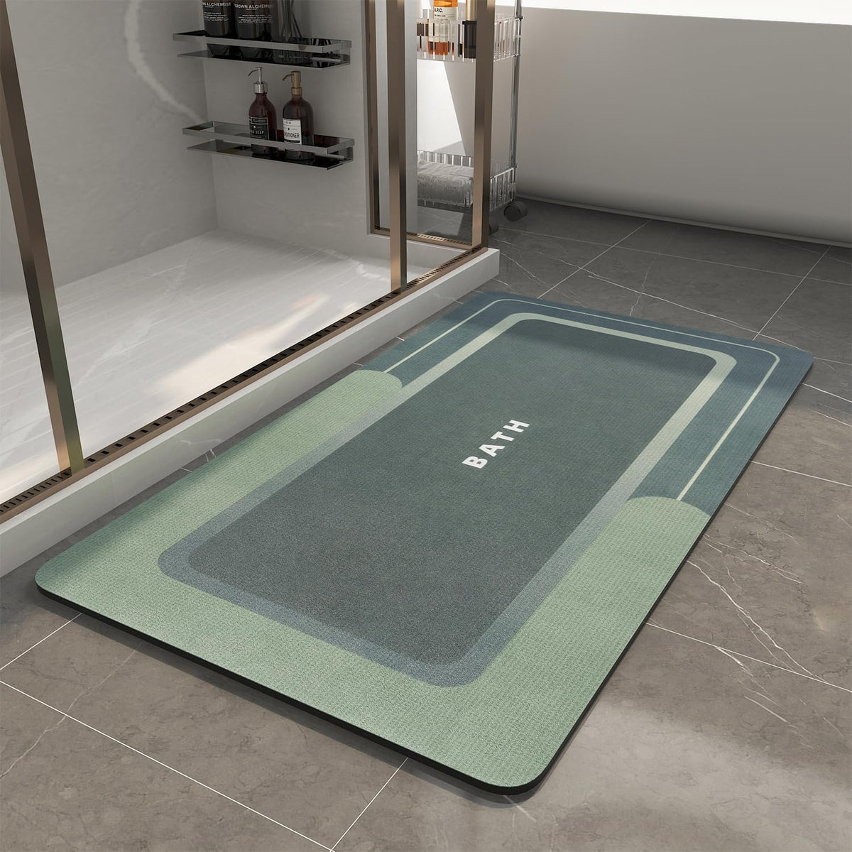 MontVoo-Bath Mat-Bathroom Mat Rug Non Slip Super Absorbent Stain Resistant Quick Dry Thin Bath Rug-Bath Mats for Bathroom Floor Bathtub Vanity-Bathmat Bath Rug Easy Care-17"x27" Grey