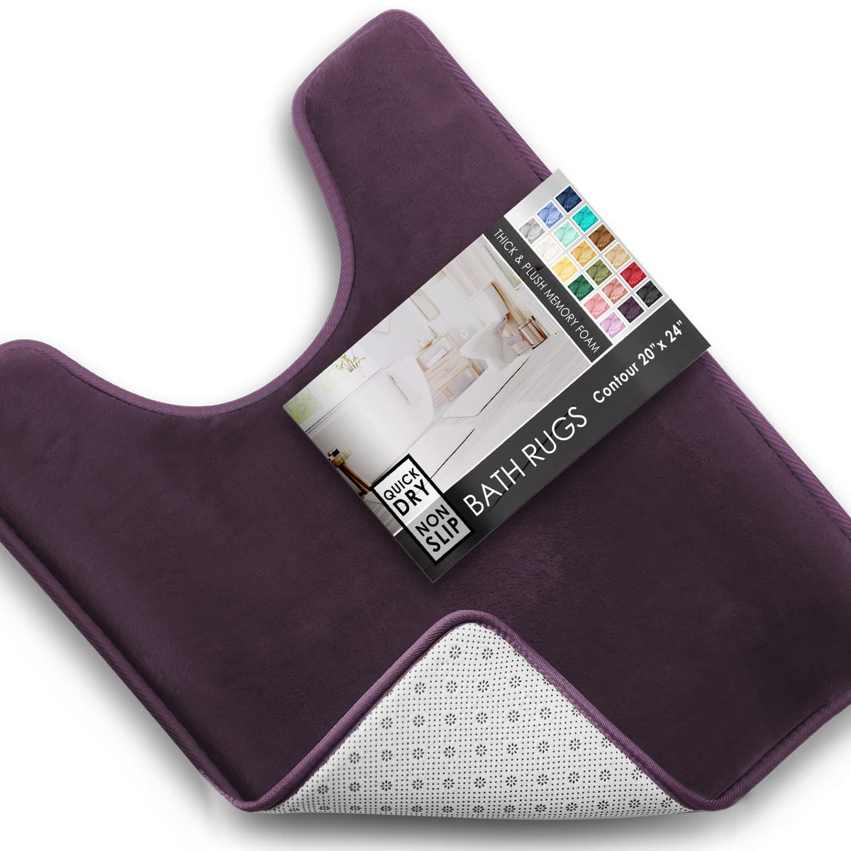 Clara Clark 3 Piece Bathroom Rugs Bath Mat Set, Velvet Memory Foam Bath Mats for Bathroom - Non-Slip, PVC Backing Bath Rugs, Washable - Dries Quickly, Grey