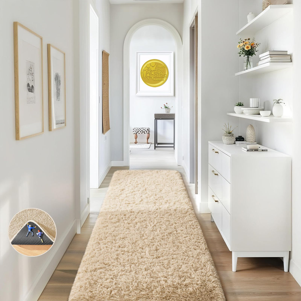 Ophanie 2x6 Washable Runner Rug for Hallway,Non-Slip Fluffy Soft Bedside Rugs, Bedroom Living Room Grey Shaggy Gray Carpet for Kids Girls Boys Dorm Nursery Home Decor Aesthetic