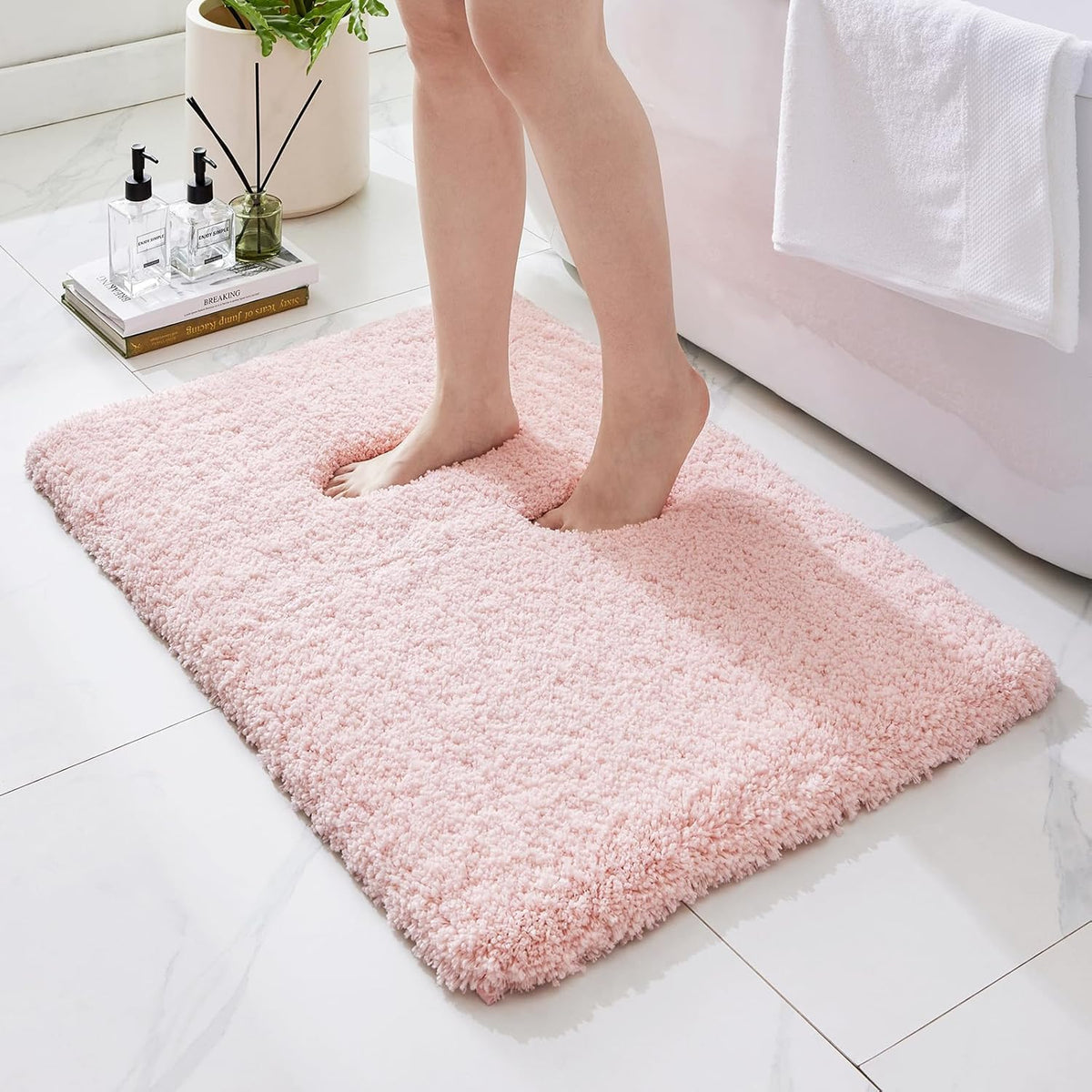 Microfiber Bathroom Rugs 24x17 Absorbent Soft Non Slip, Blue