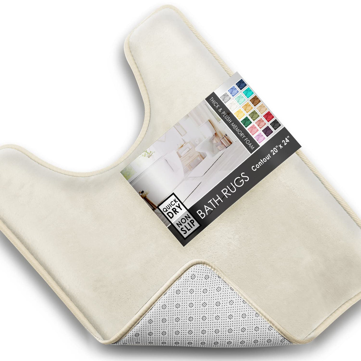 Clara Clark 3 Piece Bathroom Rugs Bath Mat Set, Velvet Memory Foam Bath Mats for Bathroom - Non-Slip, PVC Backing Bath Rugs, Washable - Dries Quickly, Grey