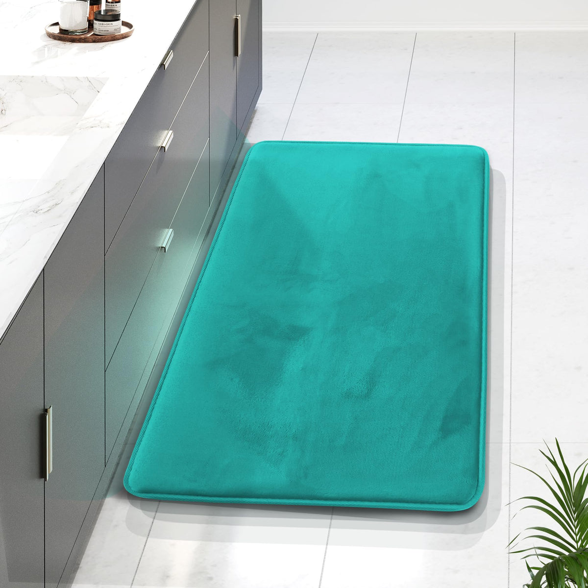 Clara Clark 3 Piece Bathroom Rugs Bath Mat Set, Velvet Memory Foam Bath Mats for Bathroom - Non-Slip, PVC Backing Bath Rugs, Washable - Dries Quickly, Grey