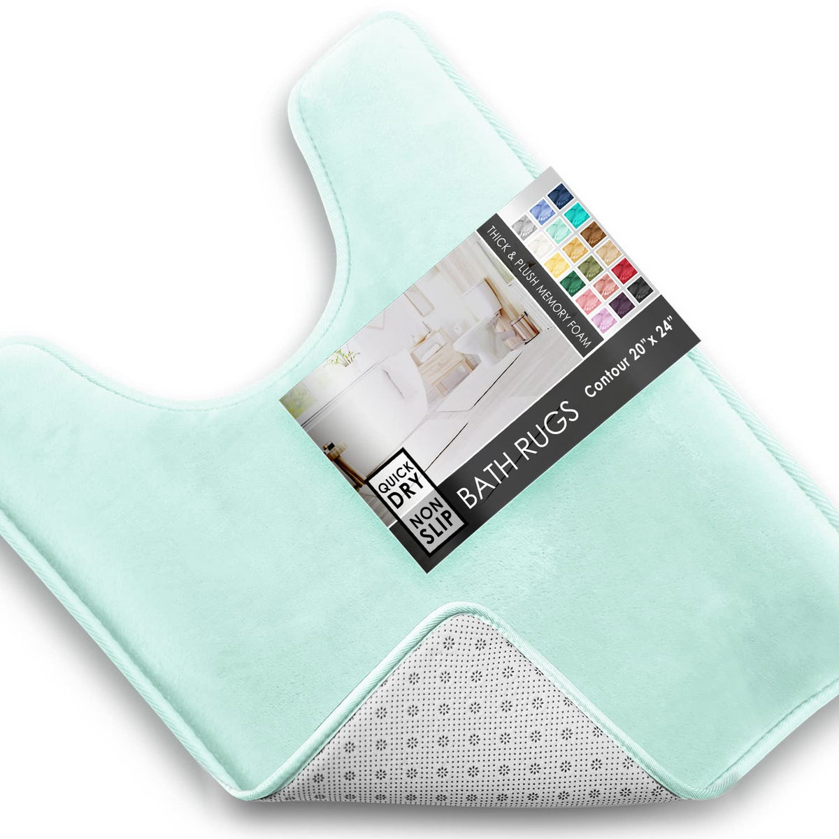 Clara Clark 3 Piece Bathroom Rugs Bath Mat Set, Velvet Memory Foam Bath Mats for Bathroom - Non-Slip, PVC Backing Bath Rugs, Washable - Dries Quickly, Grey