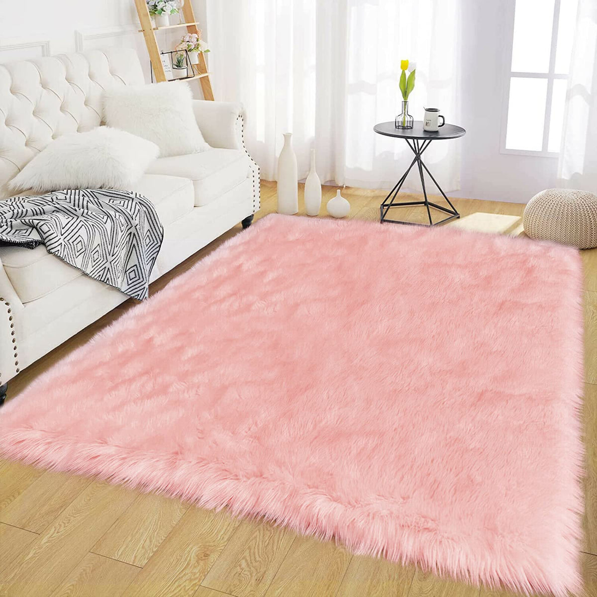 Latepis White Sheepskin Rug 2x3 Faux Fur Sheepskin Rug for Living Room Fluffy Washable Rugs for Bedroom Luxury Room Decor Furry Rugs Rectangle