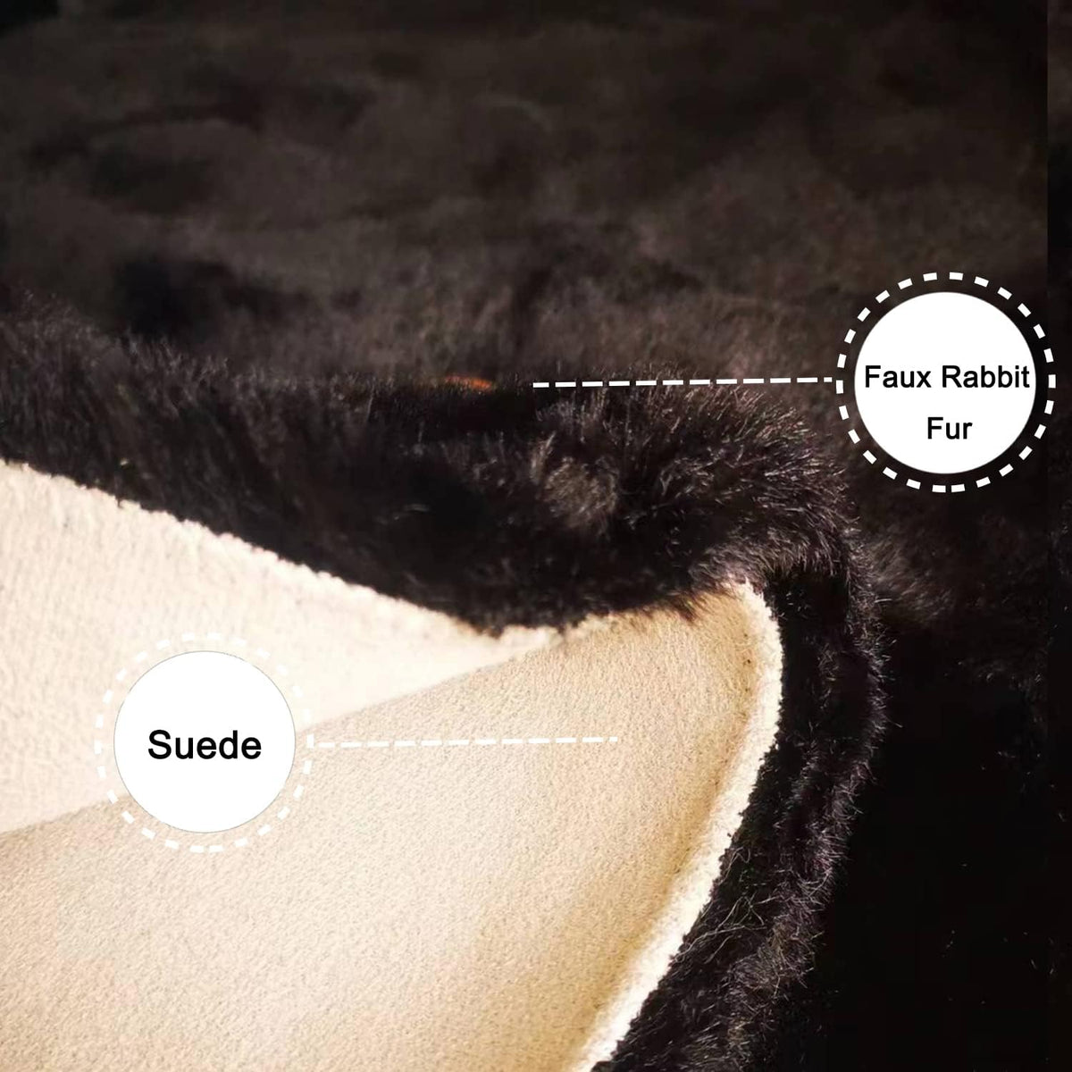 Ghouse Soft Faux Sheepskin Fur Rug 2x4 Black Fluffy Bedside Rugs Plush Rug Shag Nursery Carpet Area Rugs for Living Room Bedroom Playing Room Decor