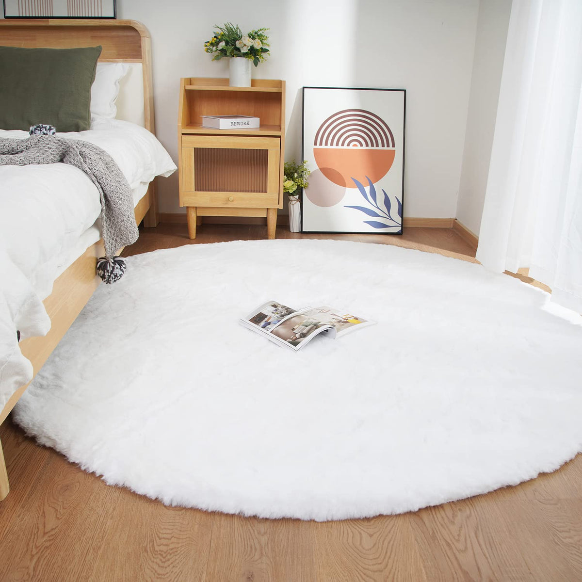 Ghouse Soft Faux Sheepskin Fur Rug 2x4 Black Fluffy Bedside Rugs Plush Rug Shag Nursery Carpet Area Rugs for Living Room Bedroom Playing Room Decor