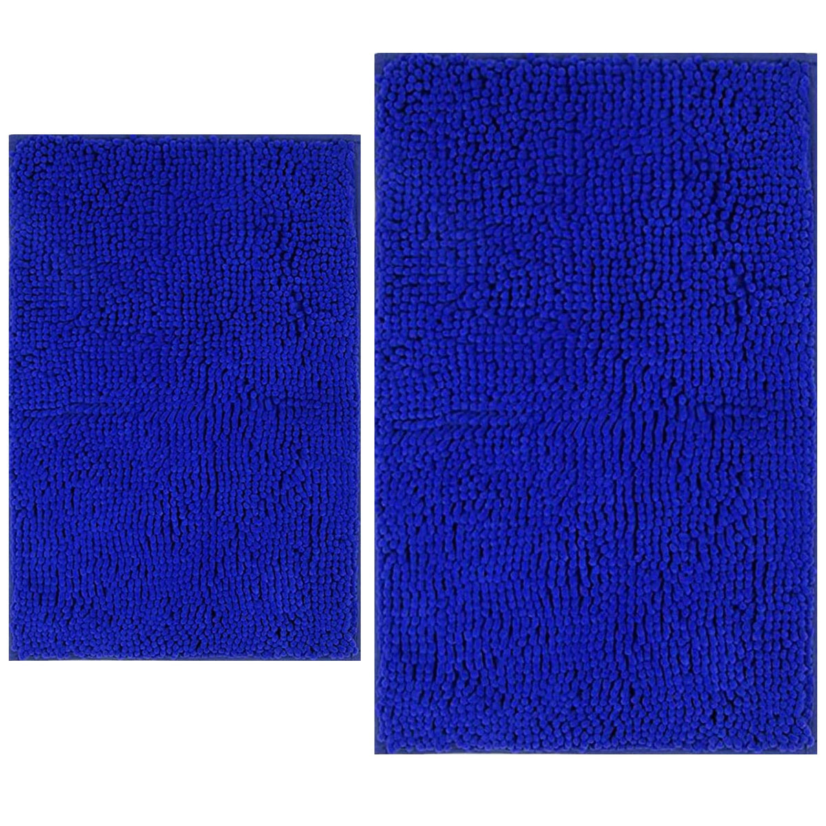 BOANKODU Bathroom Rugs Sets 2 Piece, Extra Soft Chenille Bath Mat Absorbent Bathroom Rug, Bathroom Mat with PVC Non-Slip Bottom, Machine Washable Bath Rugs (32x20 Inch + 24x16 Inch, Light Grey)