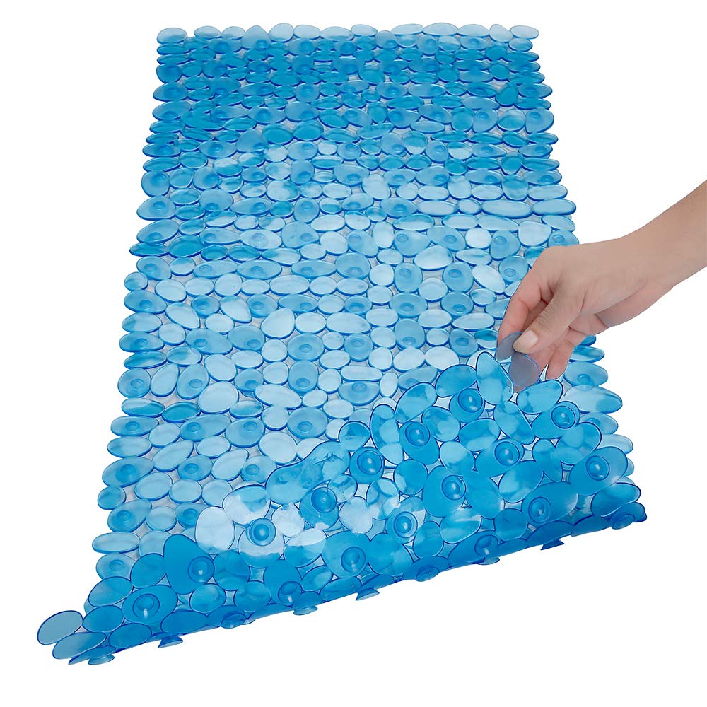 Pebble Bathtub Mat Non Slip 35" X 16" with Suction Cups,Black