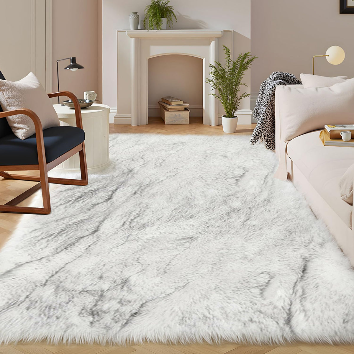 Latepis White Sheepskin Rug 2x3 Faux Fur Sheepskin Rug for Living Room Fluffy Washable Rugs for Bedroom Luxury Room Decor Furry Rugs Rectangle