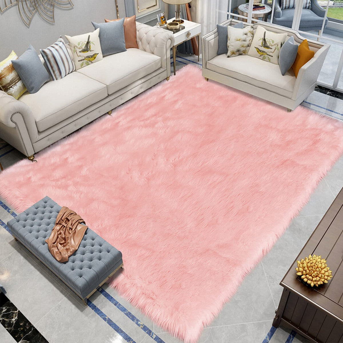 Latepis White Sheepskin Rug 2x3 Faux Fur Sheepskin Rug for Living Room Fluffy Washable Rugs for Bedroom Luxury Room Decor Furry Rugs Rectangle