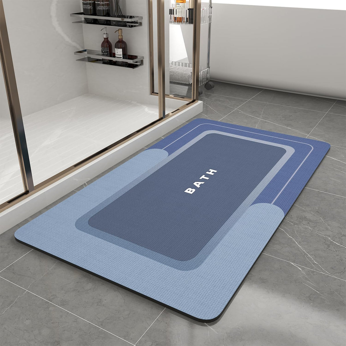 MontVoo-Bath Mat-Bathroom Mat Rug Non Slip Super Absorbent Stain Resistant Quick Dry Thin Bath Rug-Bath Mats for Bathroom Floor Bathtub Vanity-Bathmat Bath Rug Easy Care-17"x27" Grey