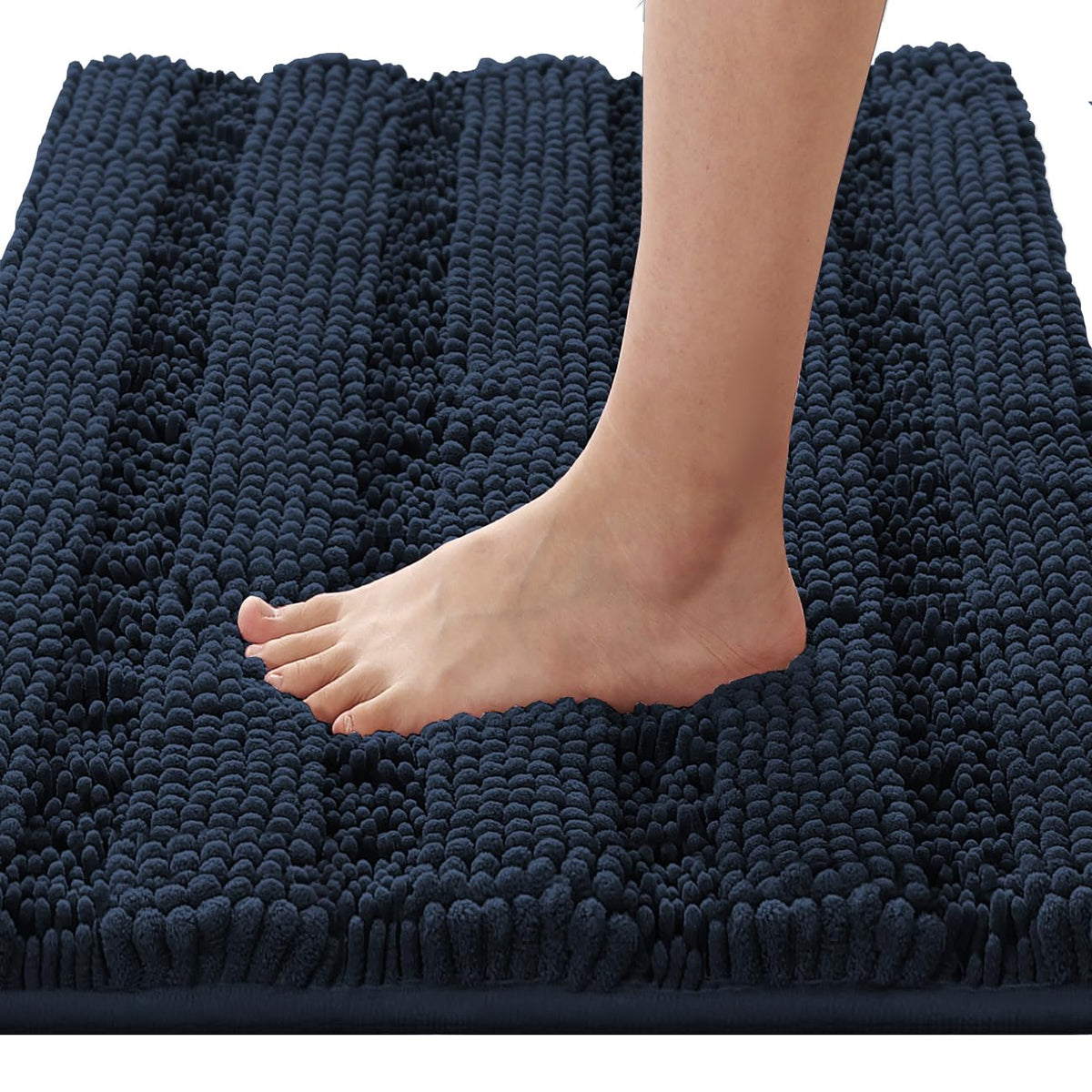 H.VERSAILTEX Bathroom Rugs Bath Rug Set 2 Piece Bathroom Contour Rug Toilet Mat Sets Non Slip Contour Bath Rug Ultra Thick Water Absorbent Striped Bath Mats Washable(47" x 17" Plus 20" x 20" U, Cream)