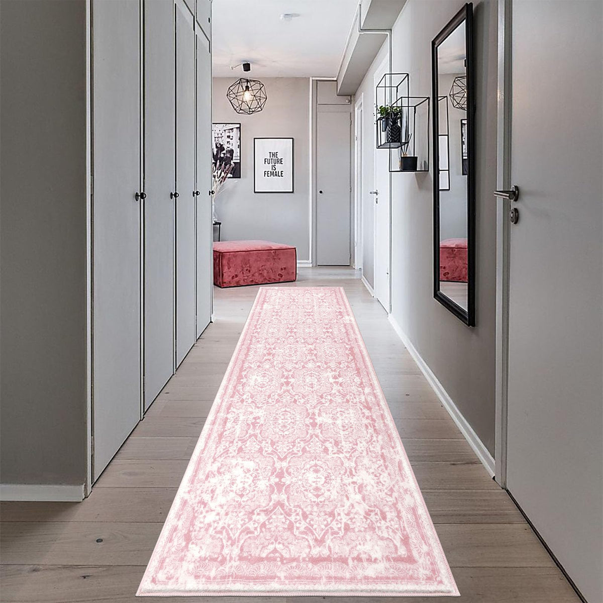 Vaukki Hallway Runner 2x6 ft, Grey Vintage Shaggy Soft Kitchen Rug
