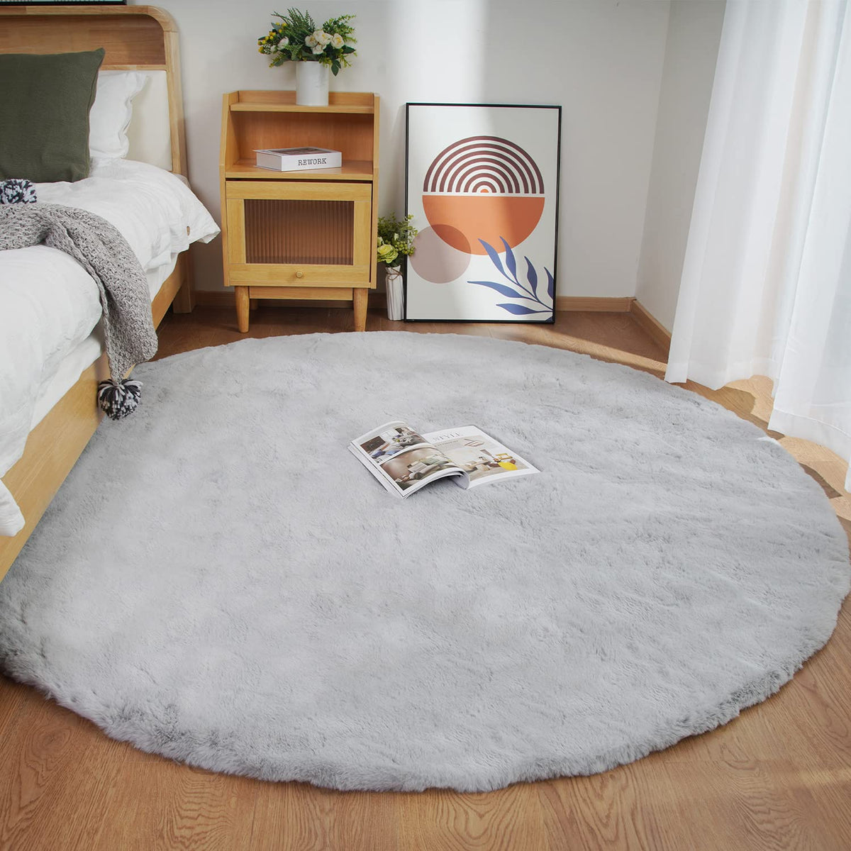 Ghouse Soft Faux Sheepskin Fur Rug 2x4 Black Fluffy Bedside Rugs Plush Rug Shag Nursery Carpet Area Rugs for Living Room Bedroom Playing Room Decor