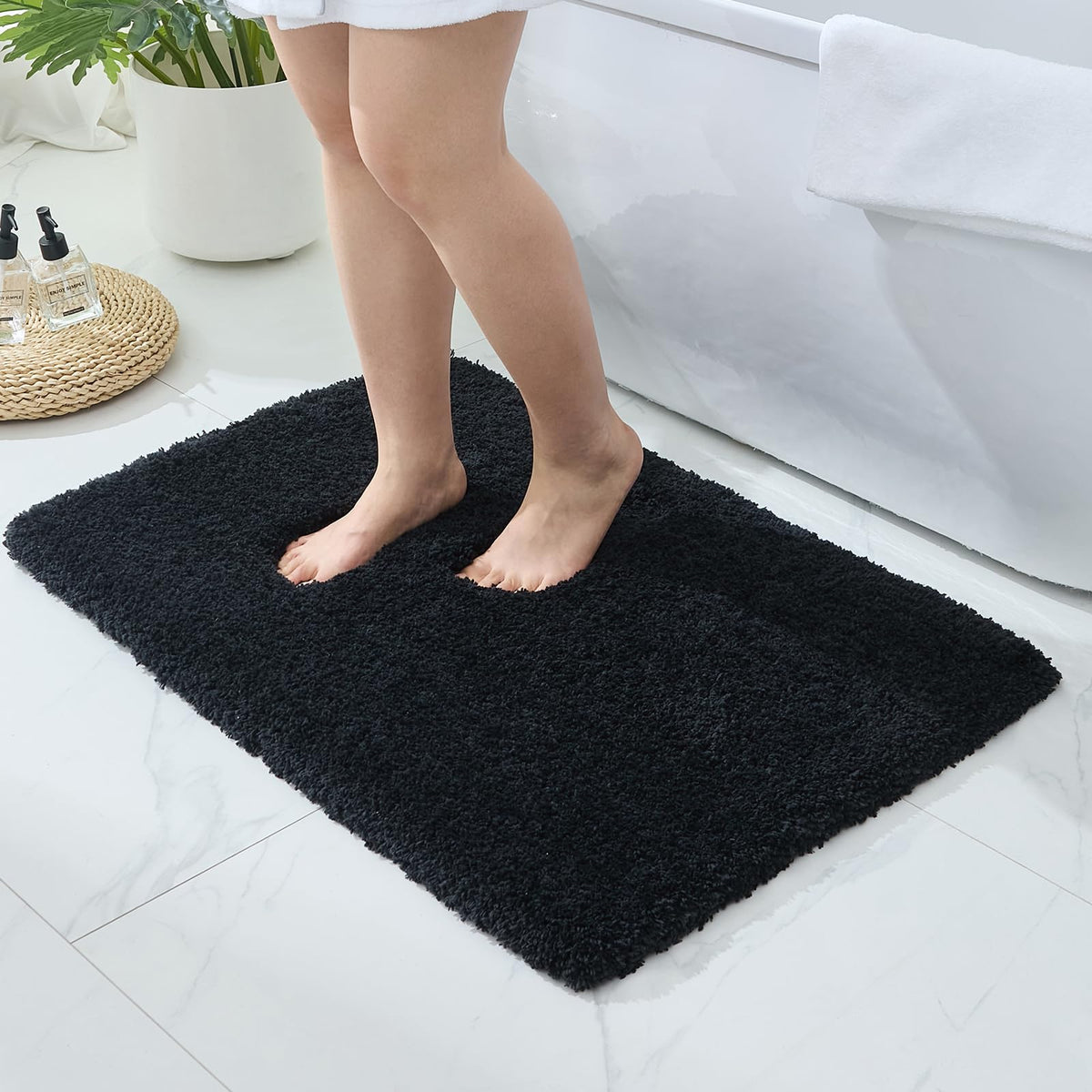Microfiber Bathroom Rugs 24x17 Absorbent Soft Non Slip, Blue
