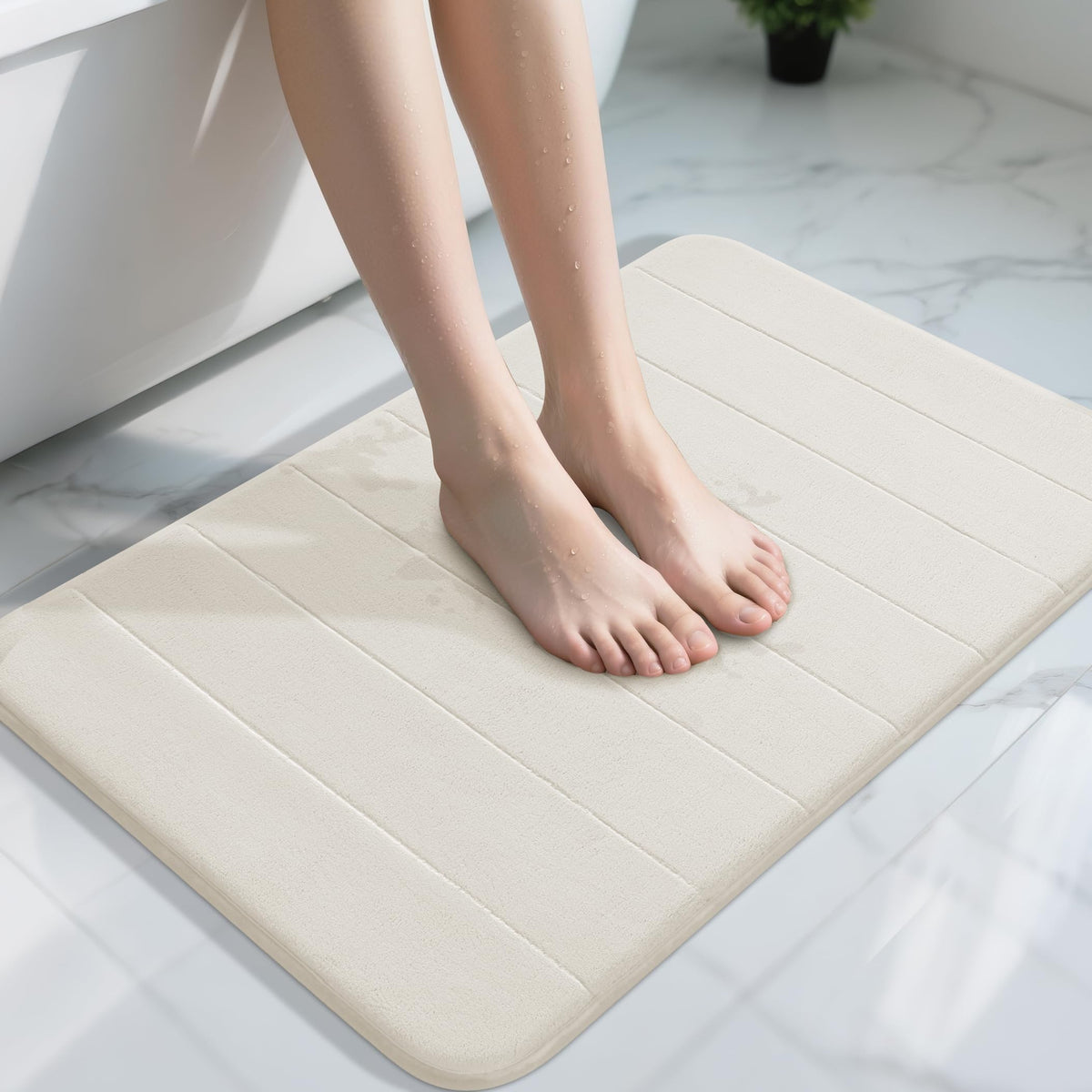 Yimobra Memory Foam Bath Mat, Super Soft & Absorbent Bathroom Rug, Grey
