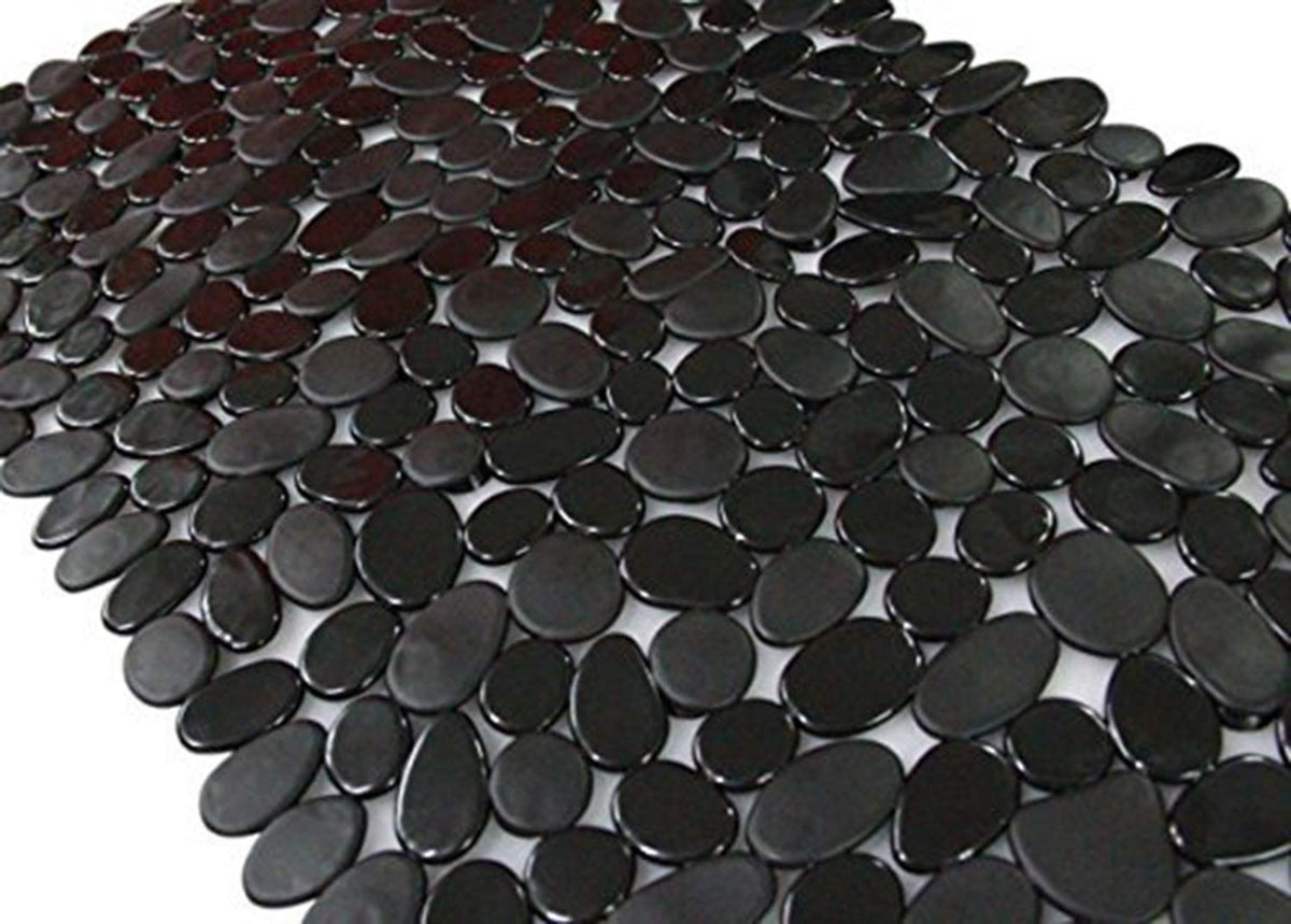 Pebble Bathtub Mat Non Slip 35" X 16" with Suction Cups,Black