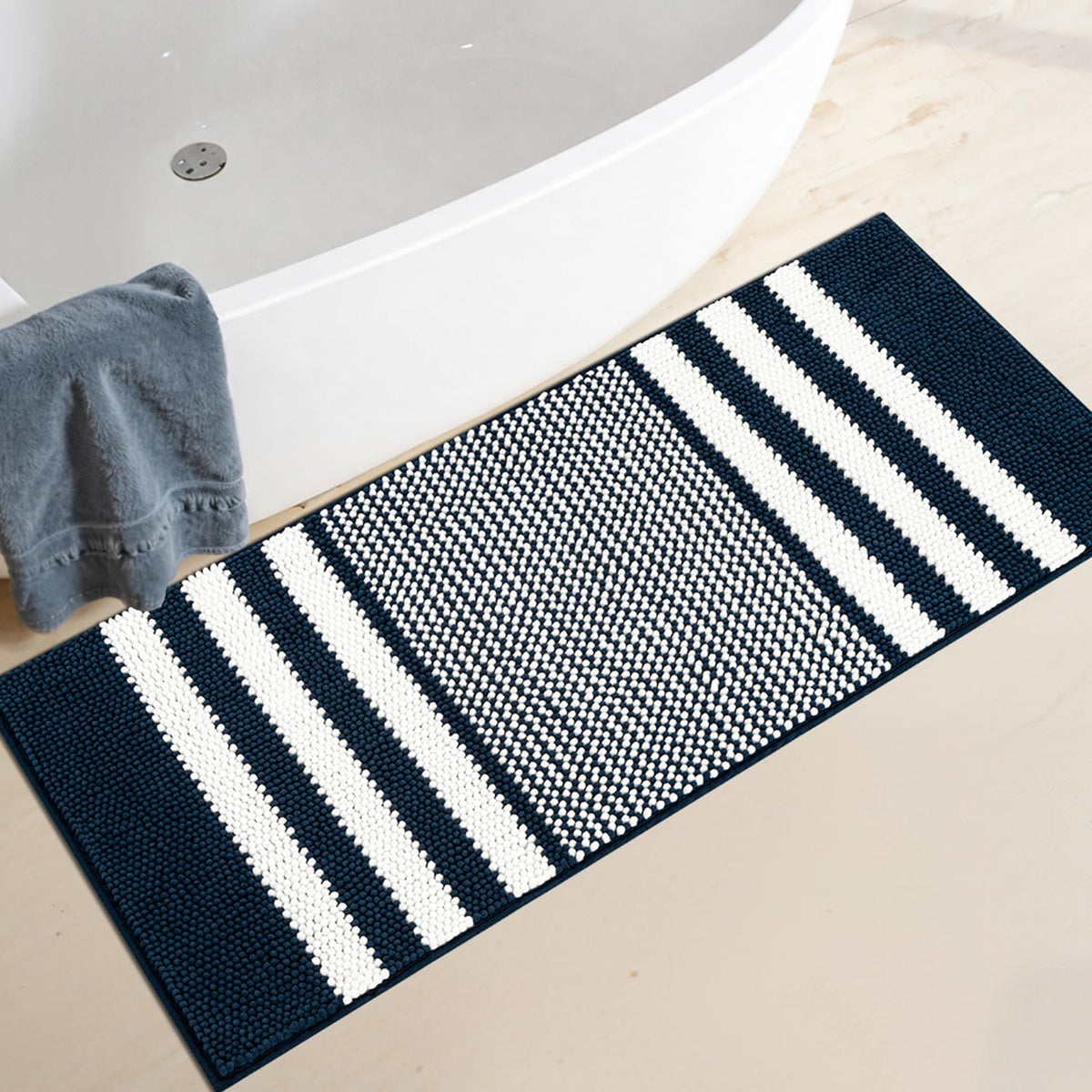 BSICPRO Bathroom Rugs Sets 2 Piece, Non Slip Boho Bath Mats, Beige