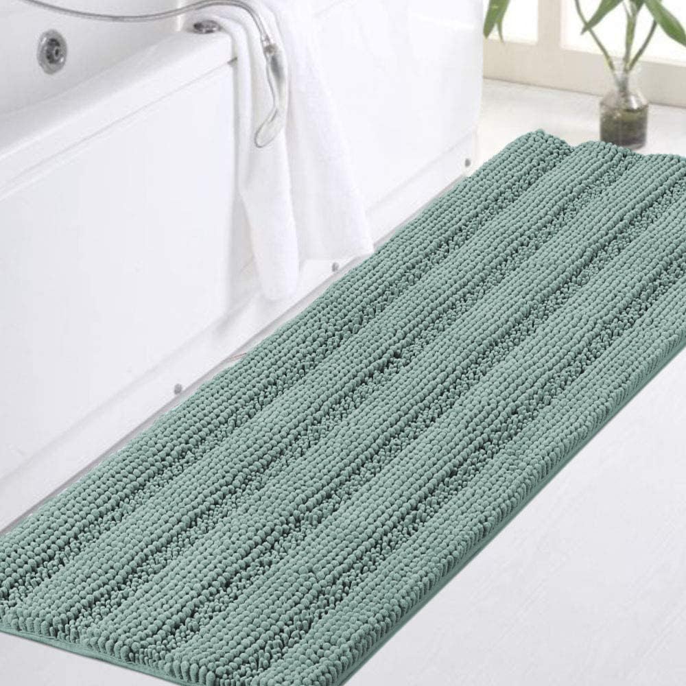 Turquoize Bathroom Runner Rug 17"x47", Soft Absorbent Chenille Bath Rug