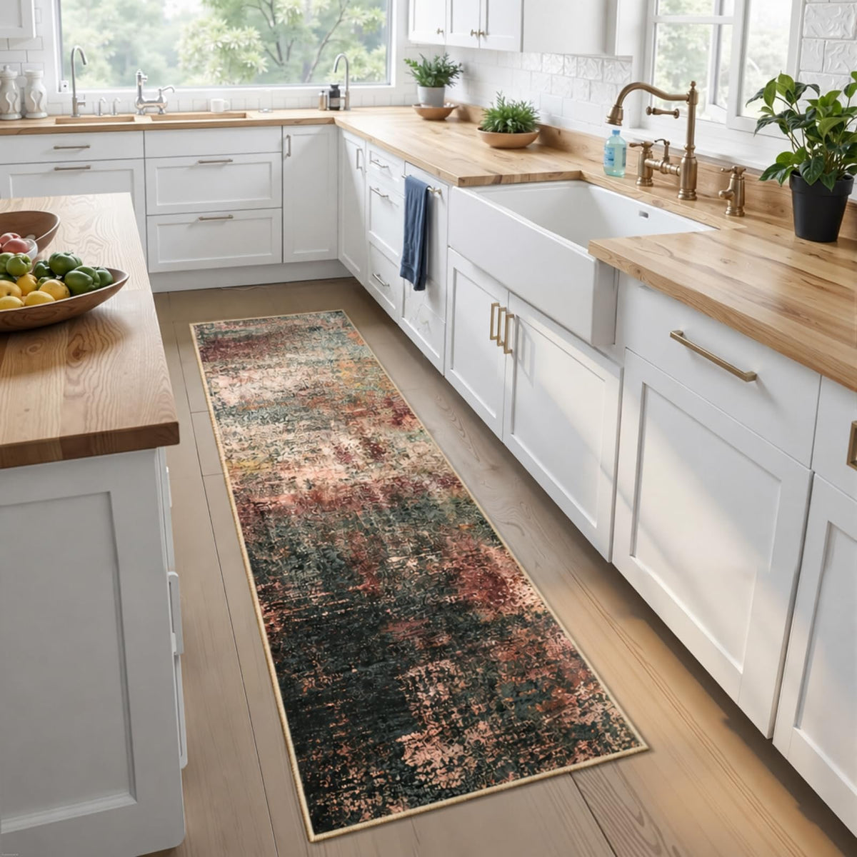 Toneed Washable 2x6 Non-Slip Runner Rug for Hallway Kitchen, Grey