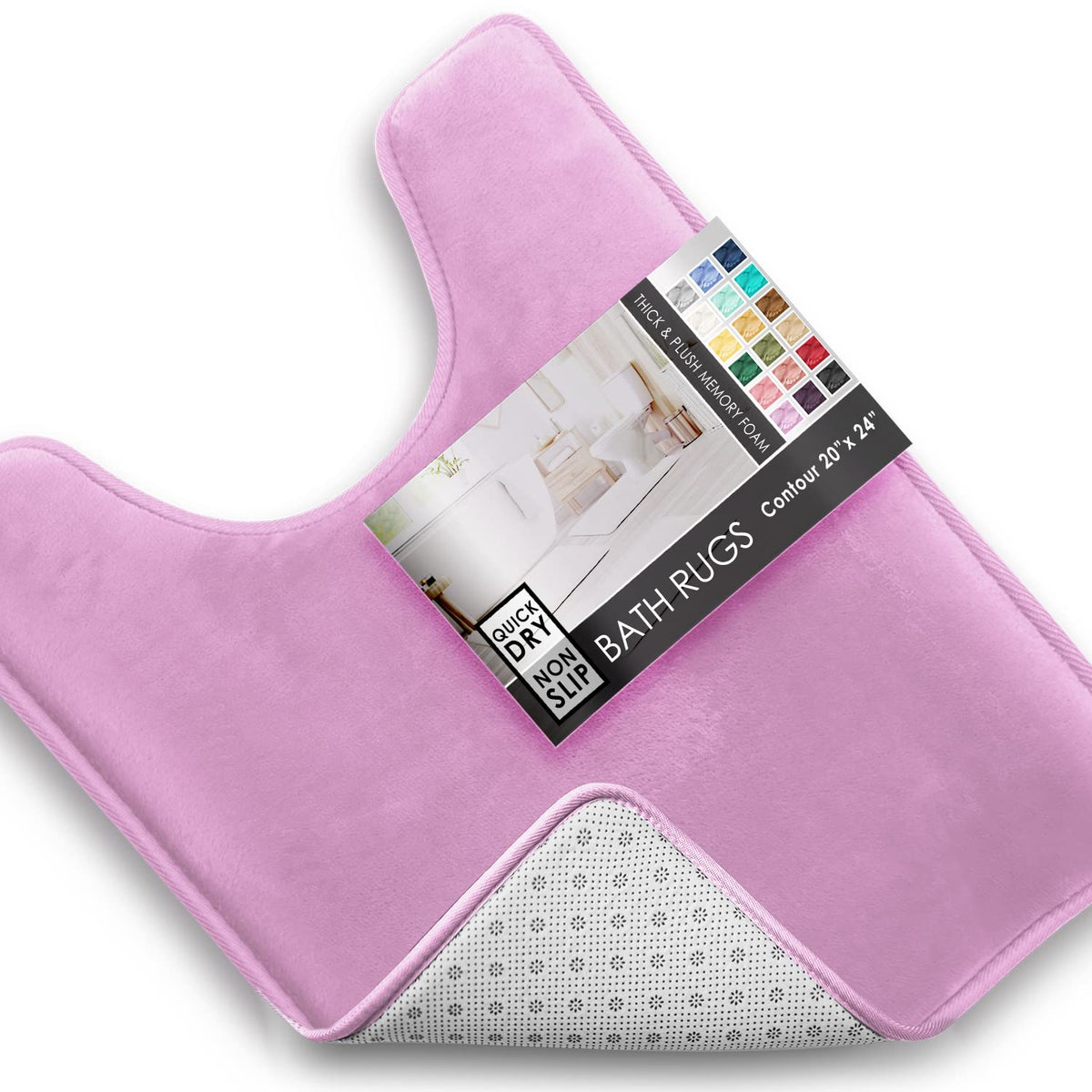 Clara Clark 3 Piece Bathroom Rugs Bath Mat Set, Velvet Memory Foam Bath Mats for Bathroom - Non-Slip, PVC Backing Bath Rugs, Washable - Dries Quickly, Grey
