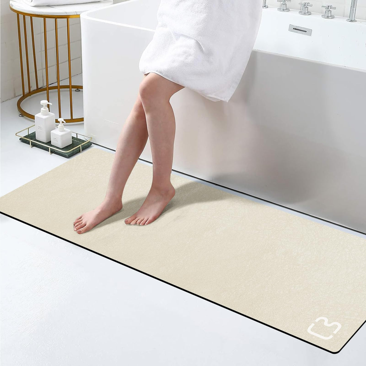 Diatomaceous Earth Bath Mat Stone Bath Mats for Bathroom,15.7"x23.6",Grey