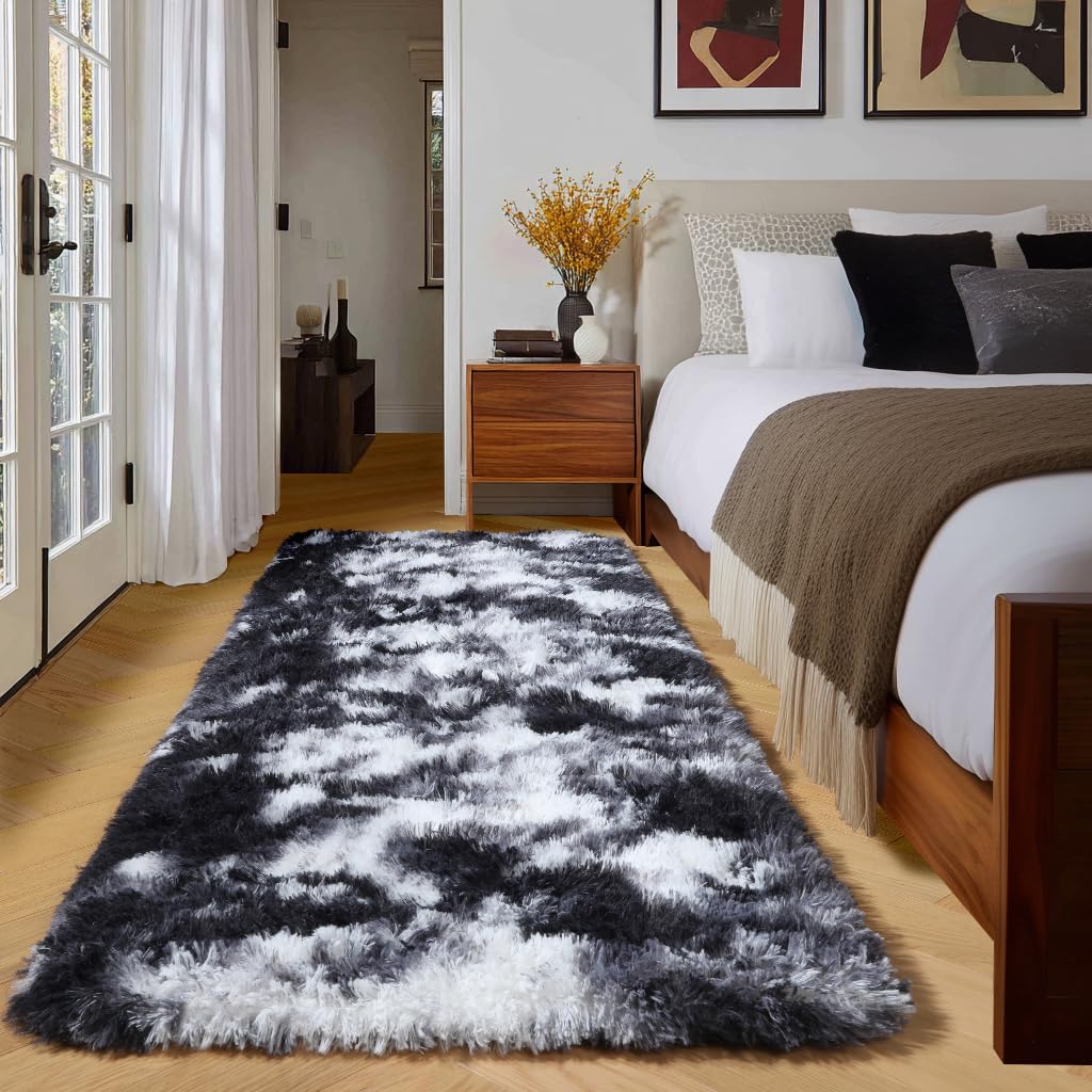 Amdrebio Burnt Orange Fall Shag Runner Area Rug 2x6 for Bedroom Living Room