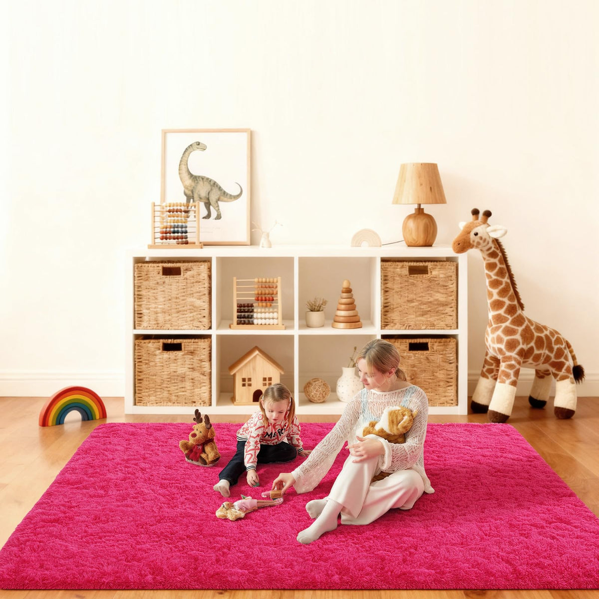 Pink Rug for Bedroom, 2x3 Small Fluffy Area Rugs for Living Room