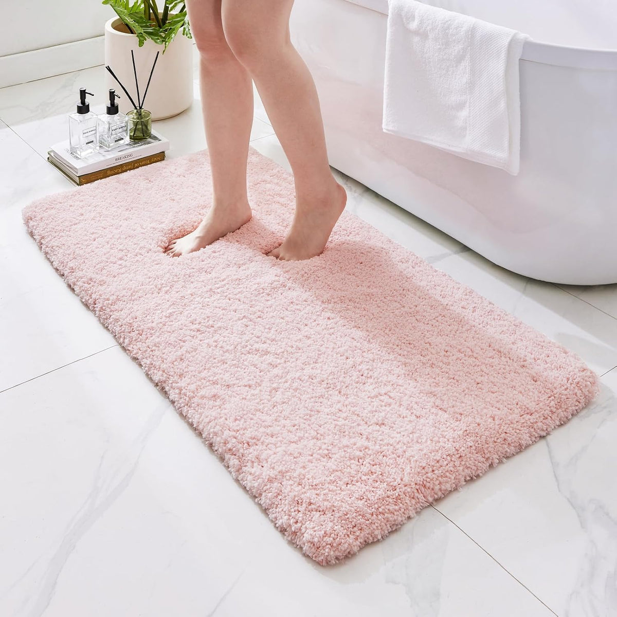 Microfiber Bathroom Rugs 24x17 Absorbent Soft Non Slip, Blue